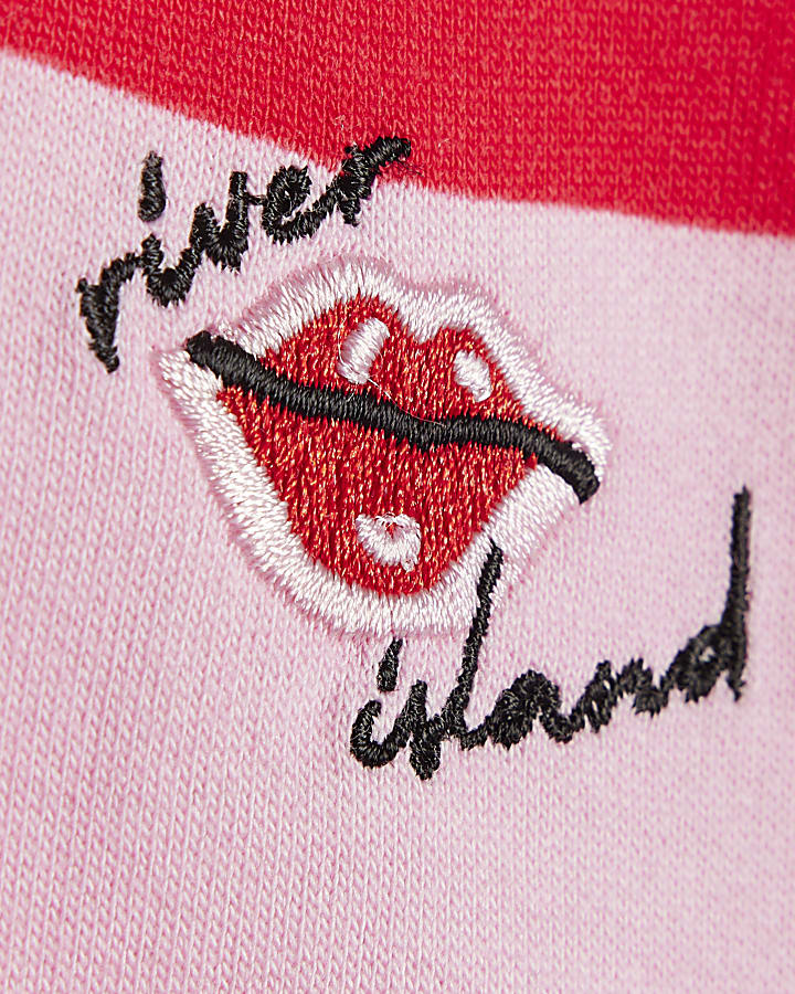 Mini Girls Pink Stripe Polo Shirt Set