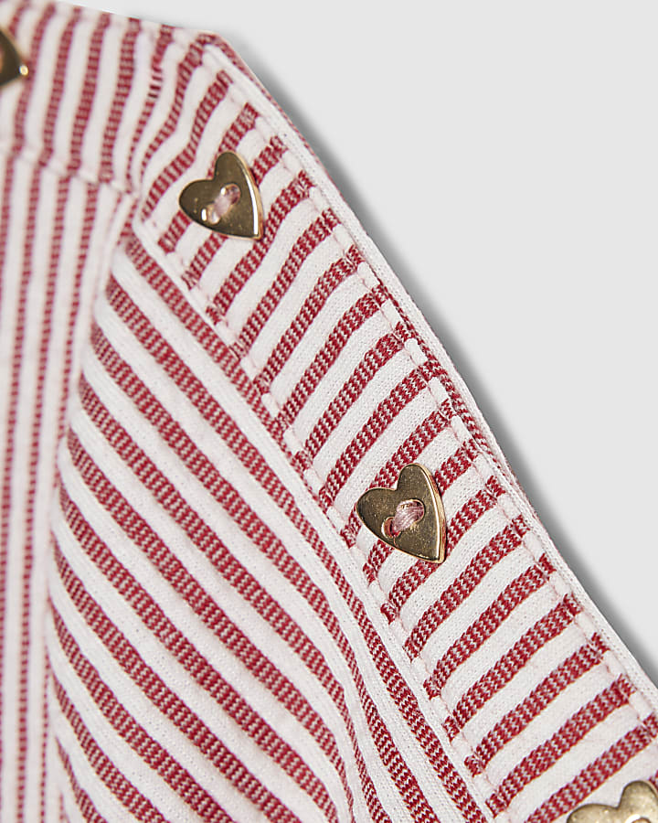 Girls Red Stripe Button Dress