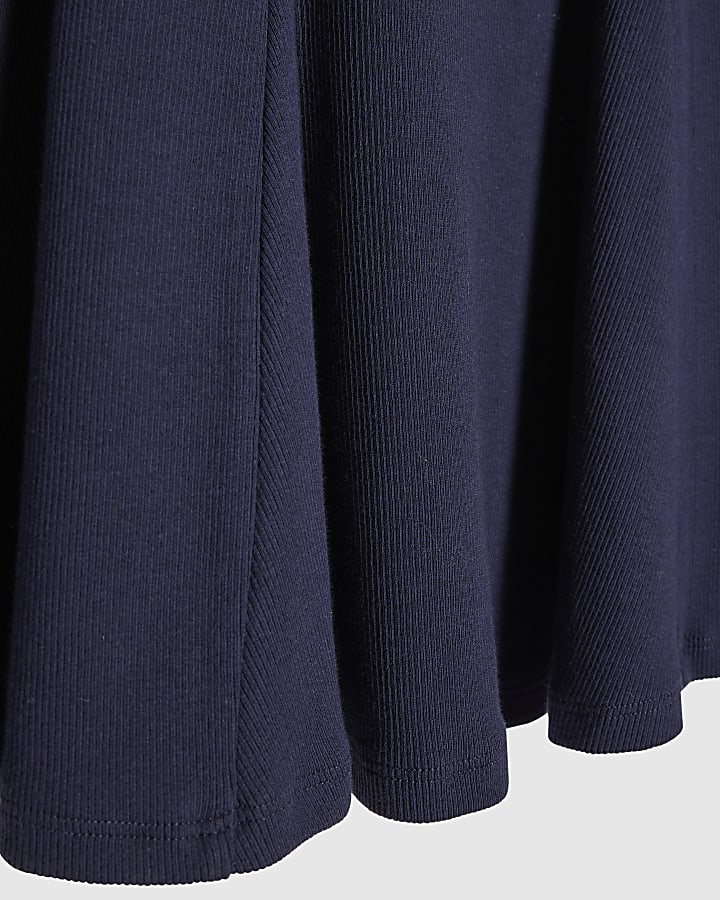 Girls Navy Oversized Collar Dress