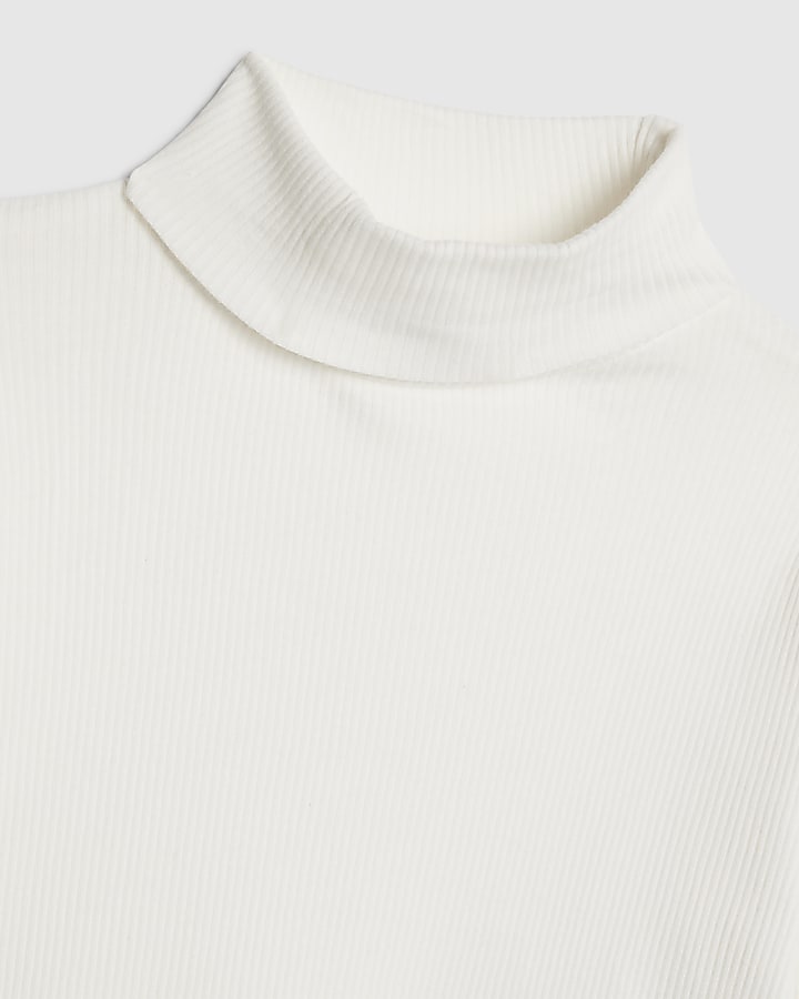 Girls Cream Roll Neck Top Set