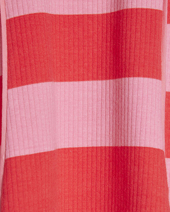 Mini Girls Pink Stripe Bow Polo Dress
