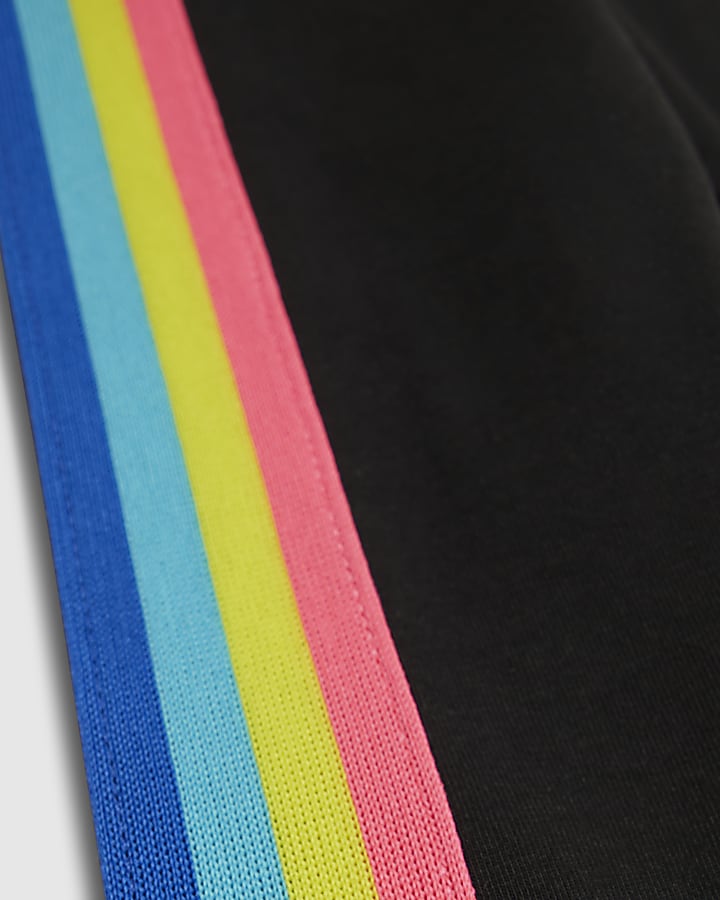 Mini Girls Cream Badged Stripe T-Shirt Set