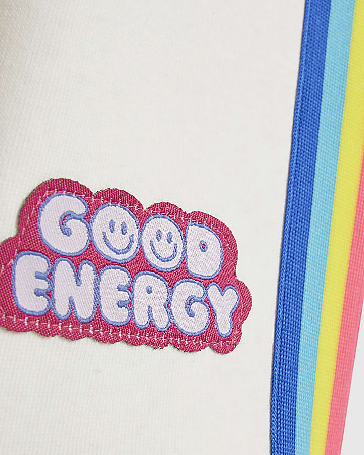 Mini Girls Cream Badged Sweatshirt Set