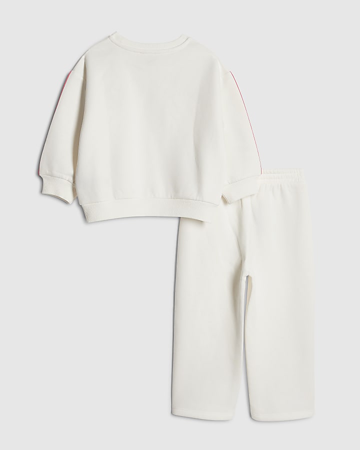 Mini Girls Cream Badged Sweatshirt Set