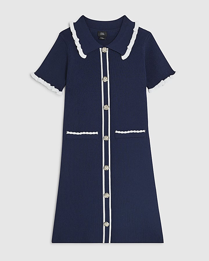 Girls Navy Polo Dress