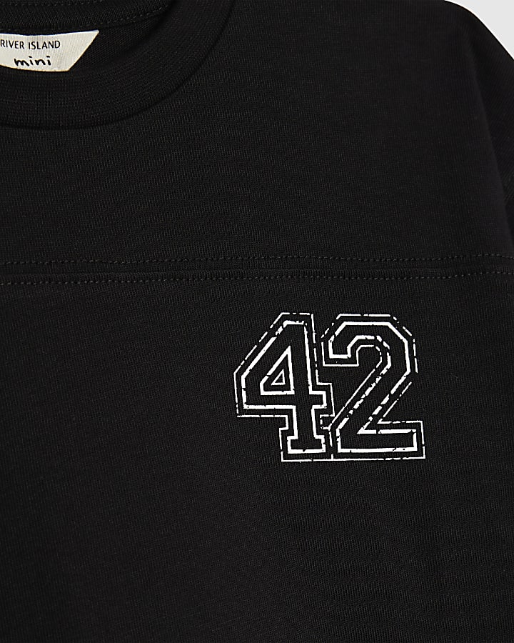 Mini Boys Black Football 42 T-Shirt