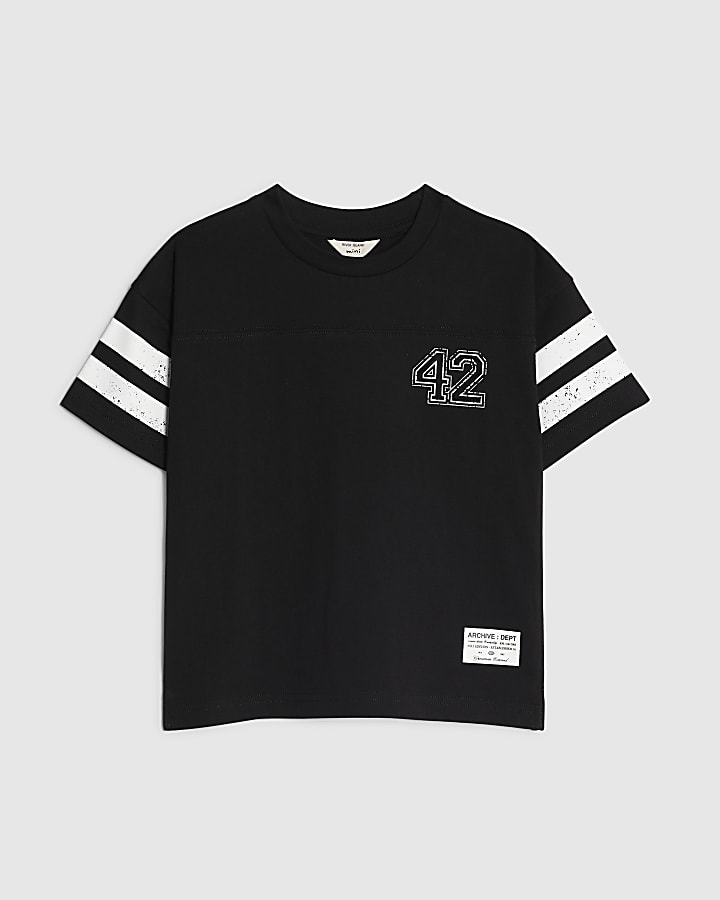 Mini Boys Black Football 42 T-Shirt