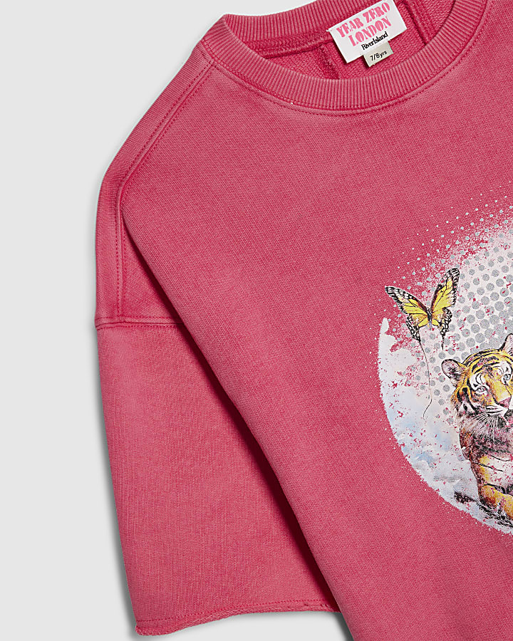 Girls Pink Year Zero Tiger Sweatshirt
