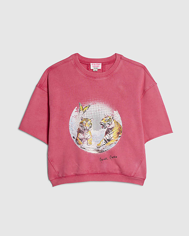 Girls Pink Year Zero Tiger Sweatshirt