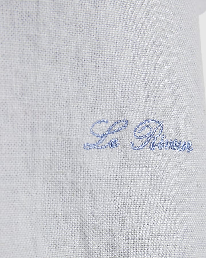 Mini Boys Blue Linen Look Shirt Set