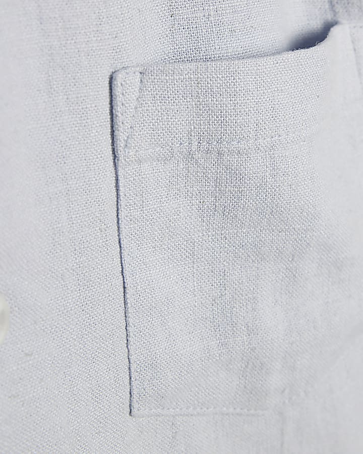 Mini Boys Blue Linen Look Shirt Set