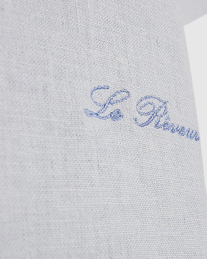 Boys Blue Linen Look Shirt Set