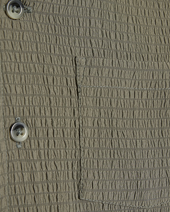 Mini Boys Khaki Textured Shirt Set