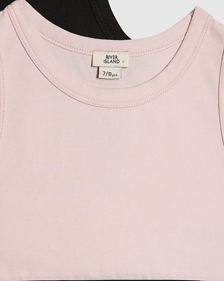 Girls Black And Pink Tank Top 2 Pack