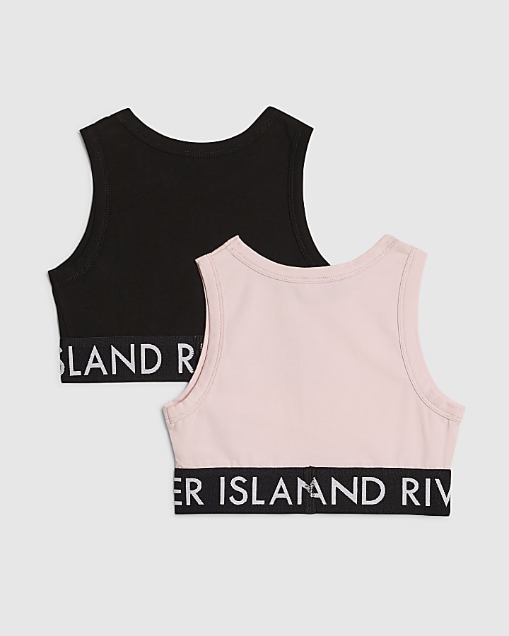 Girls Black And Pink Tank Top 2 Pack