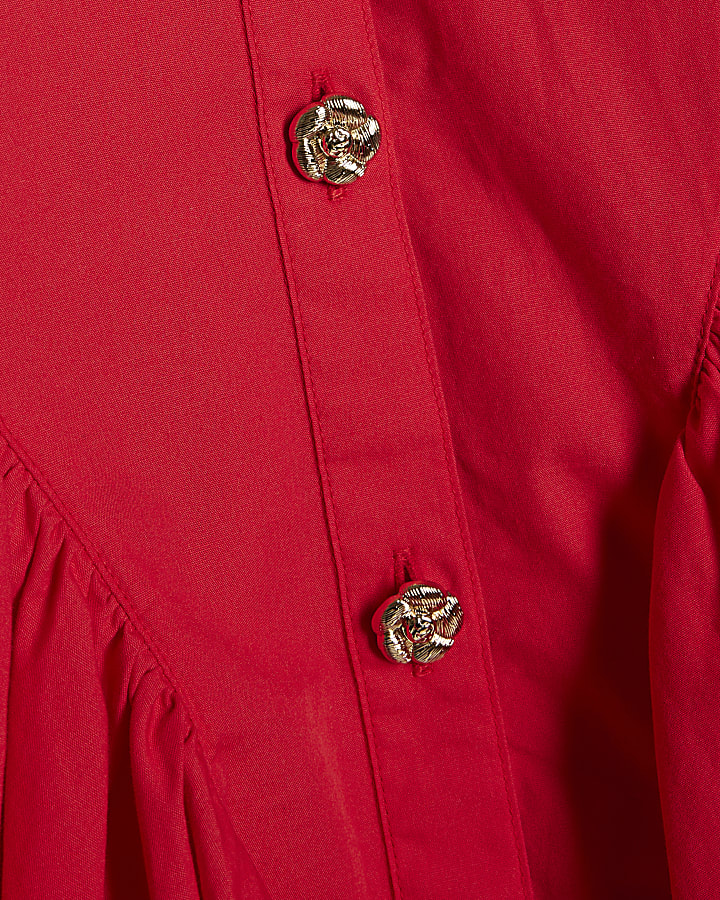 Girls Red Poplin Prom Dress