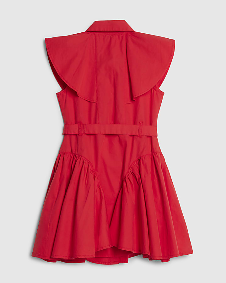 Girls Red Poplin Prom Dress