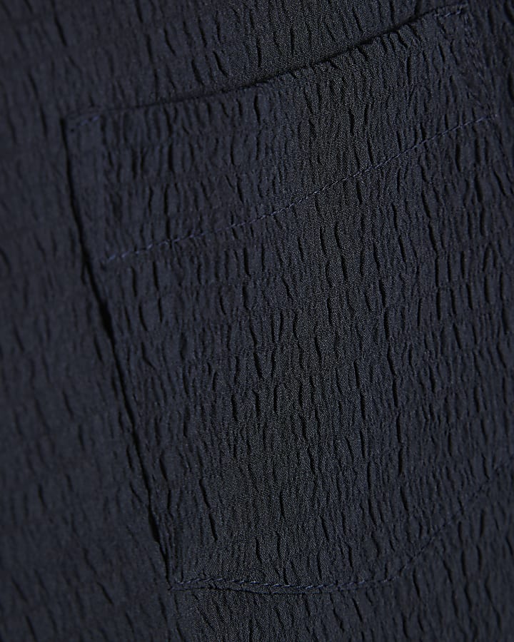 Mini Boys Navy Textured Shirt Set