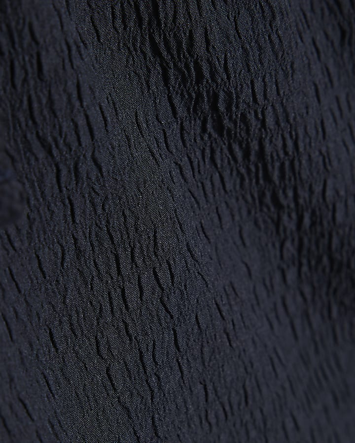 Mini Boys Navy Textured Shirt Set