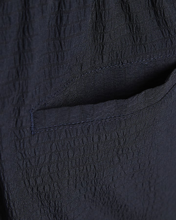 Boys Navy Textured Shirt Set