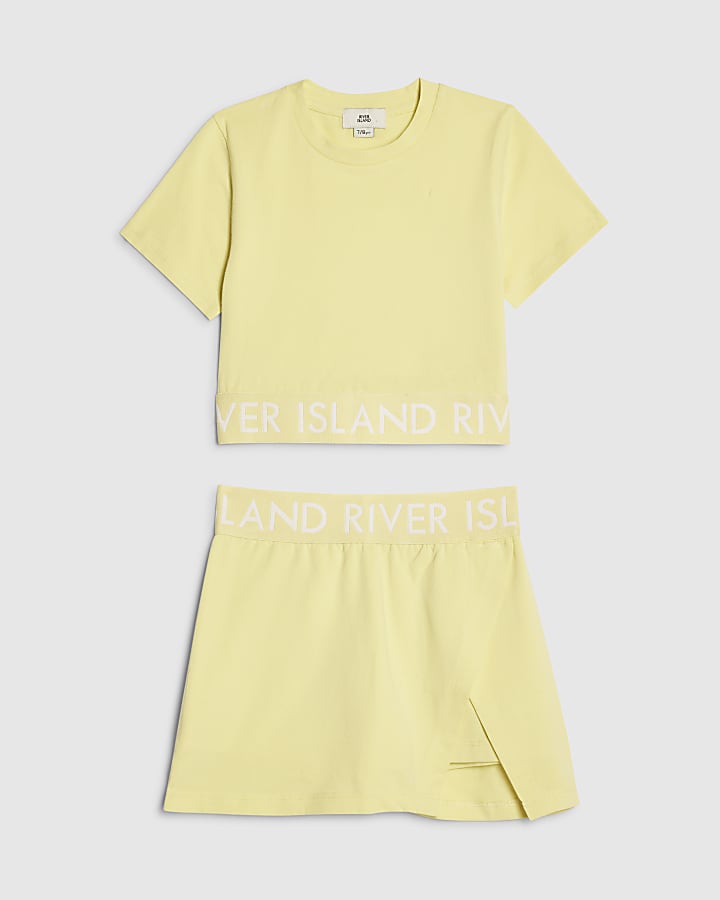 Girls Yellow RI Waistband T-Shirt Set