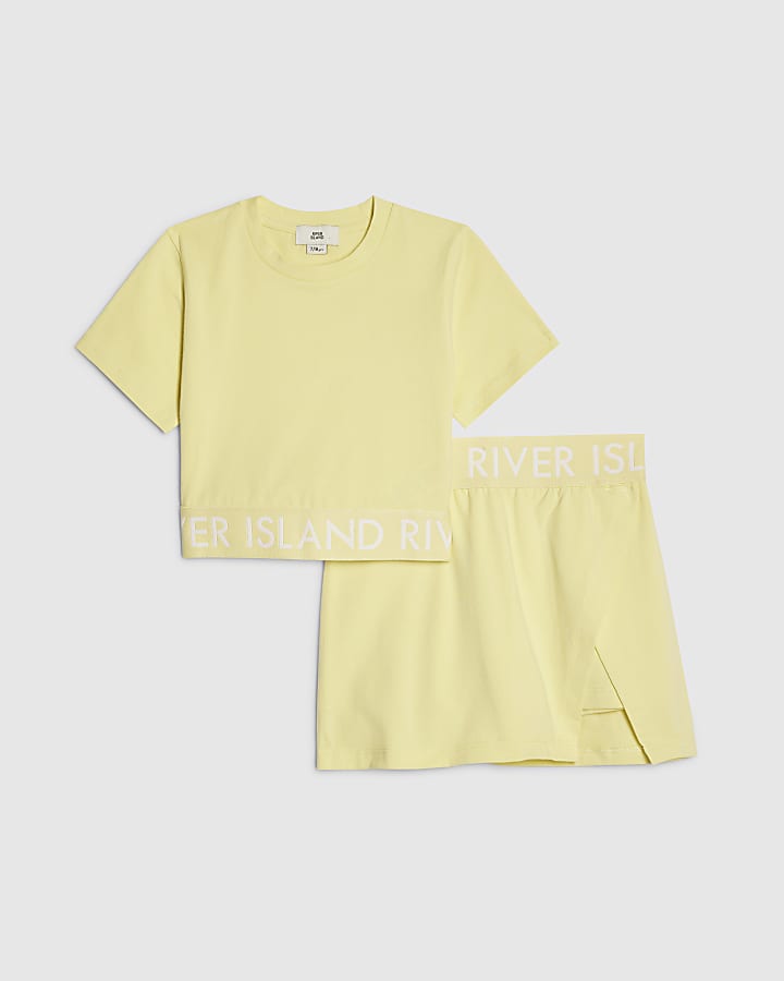 Girls Yellow RI Waistband T-Shirt Set