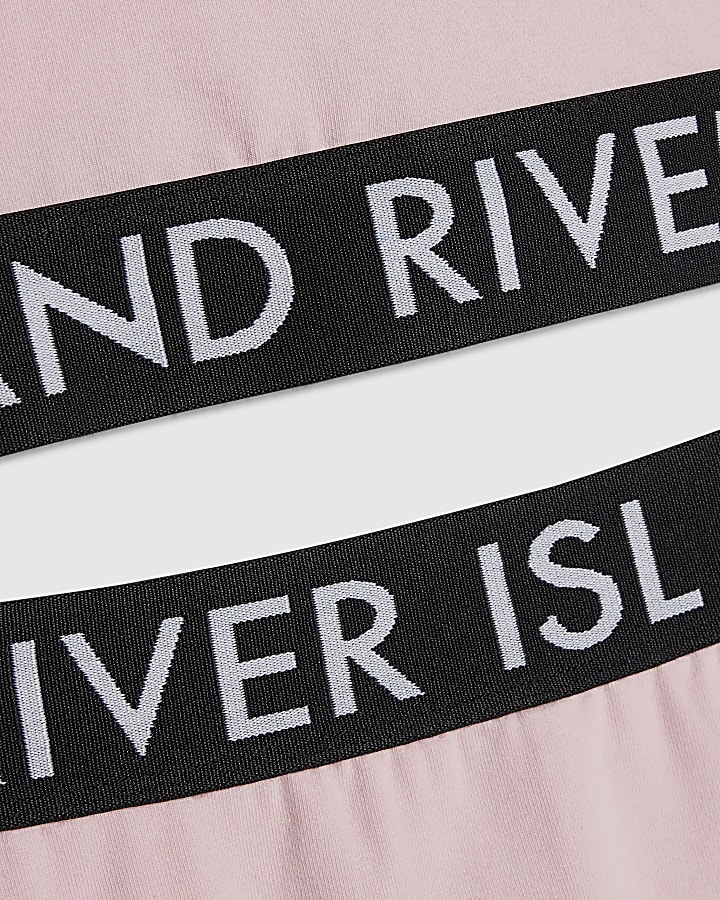 Girls Pink RI Waistband T-Shirt And Skort Set