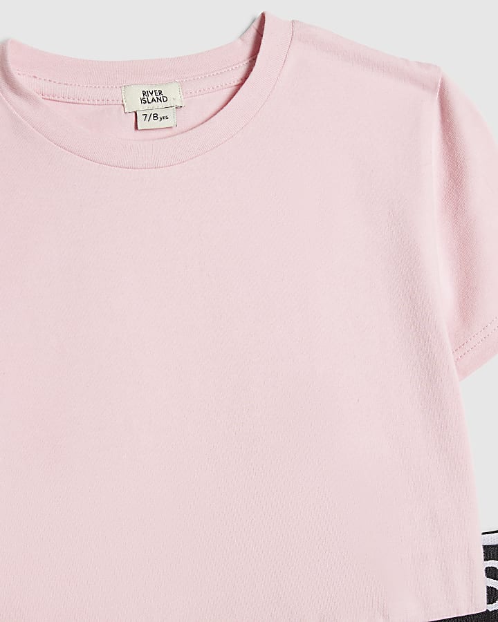 Girls Pink T-Shirt And Flared Leggings Set