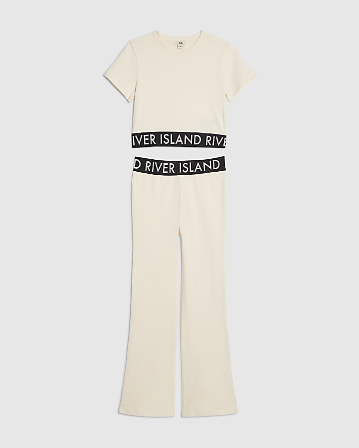 Girls Cream RI Waistband T-Shirt Set