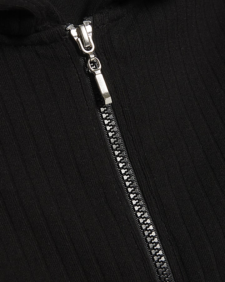 Girls Black Bow Ribbed Hoodie 3 Piece Set