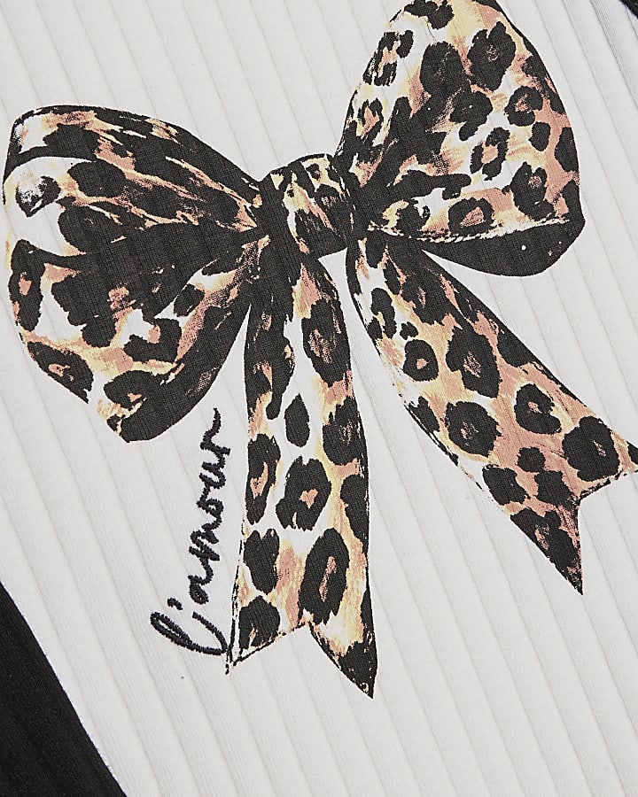 Girls Black Bow Ribbed Hoodie 3 Piece Set