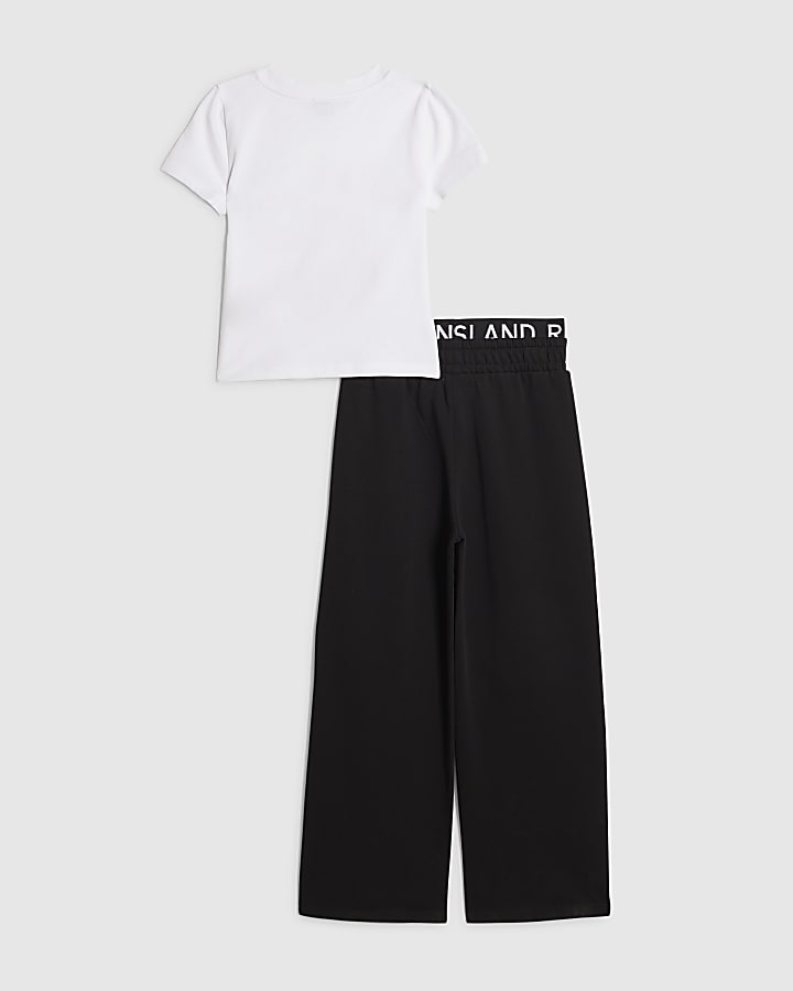 Girls Black Bow Good Vibes T-Shirt Set