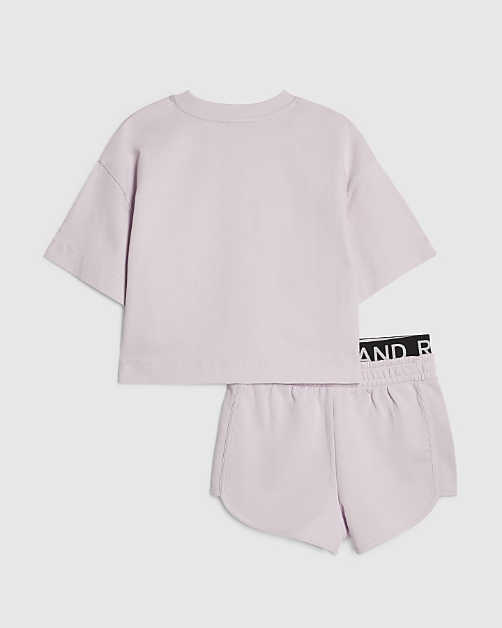Girls Purple Smiley T-Shirt and Shorts Set