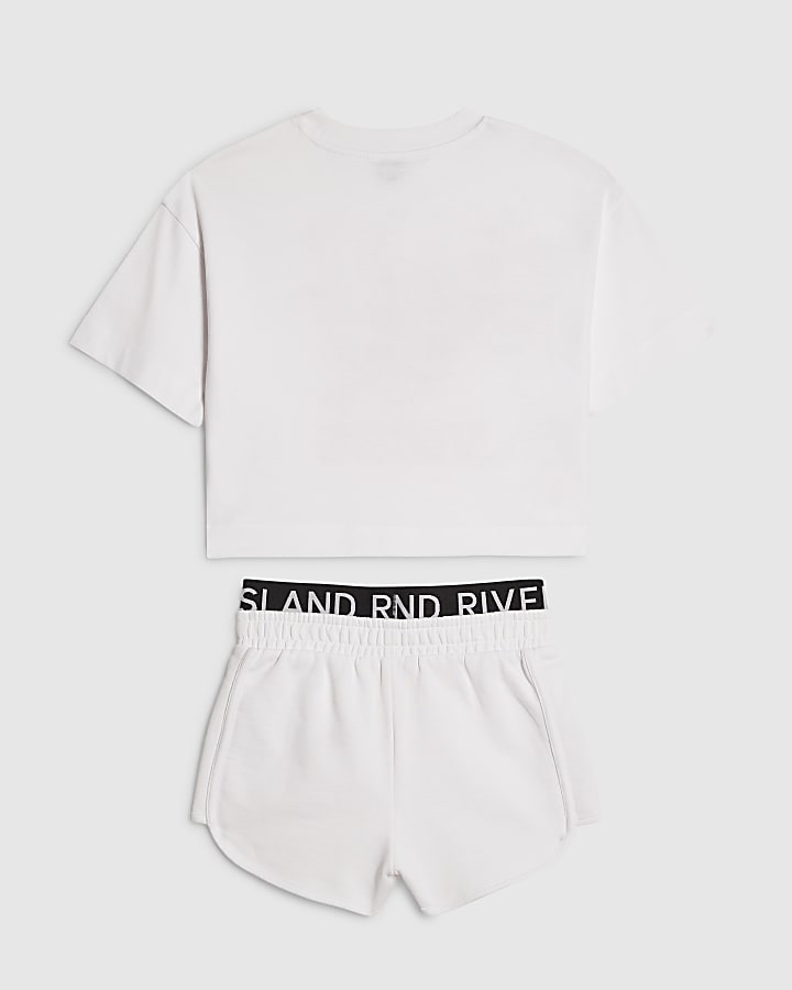 Girls White Good Vibes Smiley T-Shirt Set