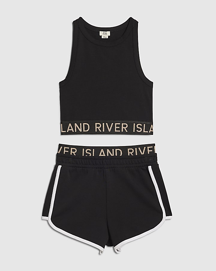 Girls Black RI Tank And Shorts Set