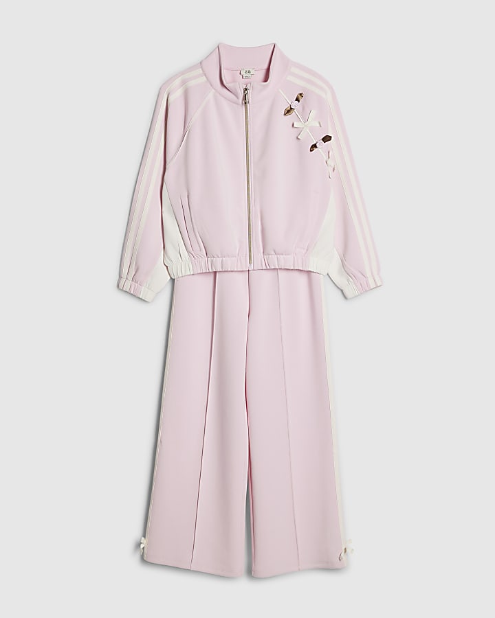 Girls Pink Pink Rosette Tracksuit Set