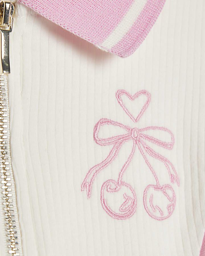 Girls Cream Cherry Polo Dress