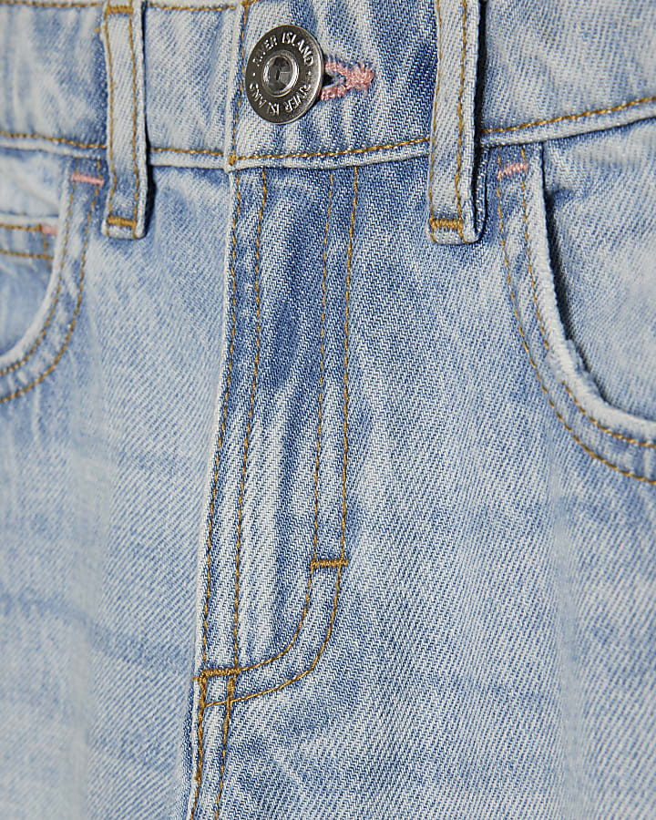 Girls Blue Ripped Straight Jeans