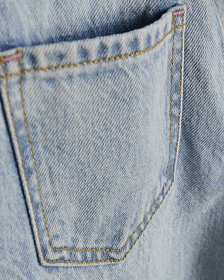 Girls Blue Ripped Straight Jeans