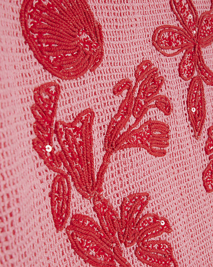 Girls Pink Crochet Shorts Set