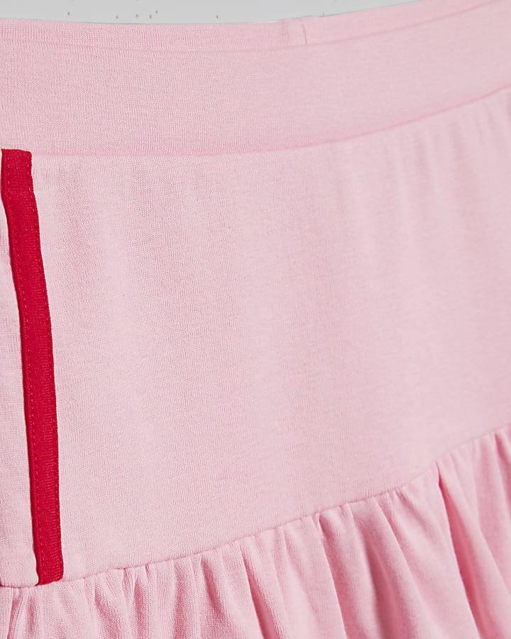 Girls Pink Stripe Polo Top Skort Set