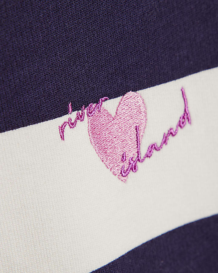 Girls Navy Stripe Polo Shirt And Skort Set