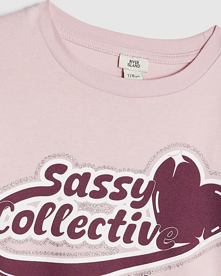 Girls Pink Sassy Crop Top