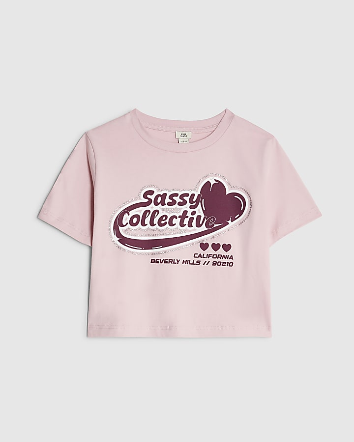 Girls Pink Sassy Crop Top