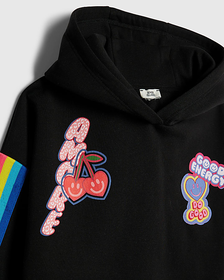 Girls Black Badge Hoodie Tracksuit Set