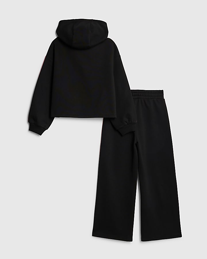 Girls Black Badge Hoodie Tracksuit Set