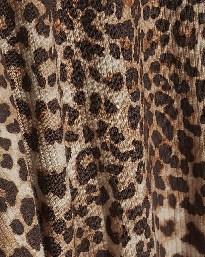Girls Brown Leopard Print Polo Dress