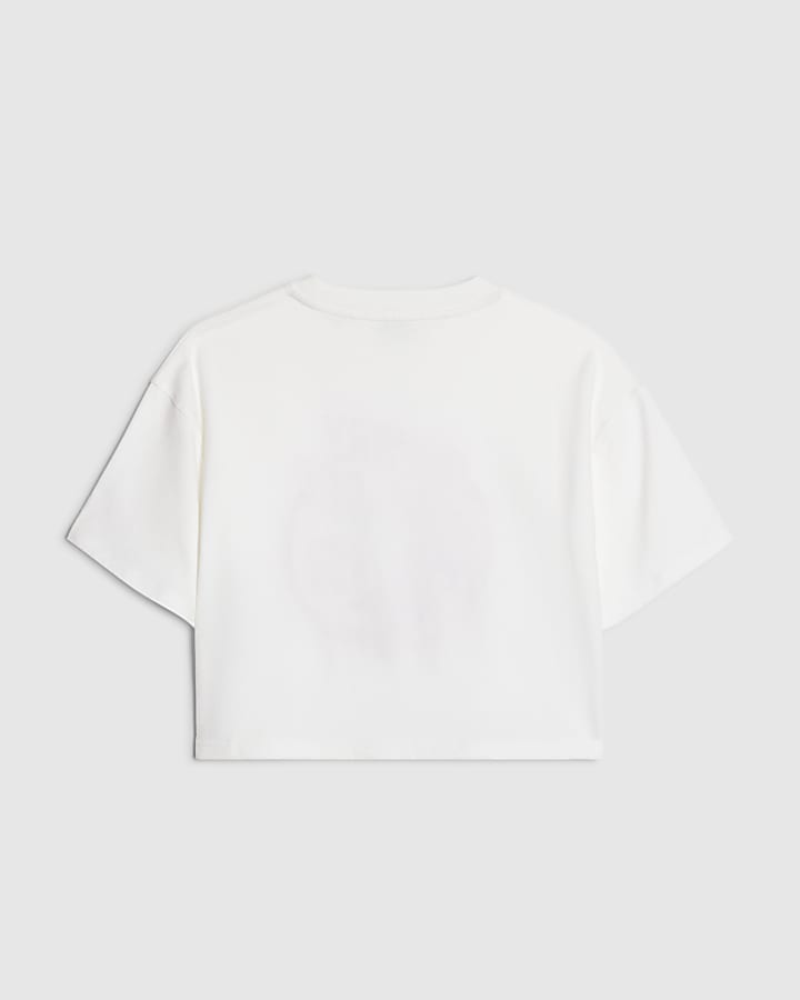 Girls White Cherry Soda Cropped T-Shirt