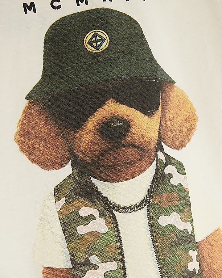 Mini Boys Cream Cool Dog T-Shirt