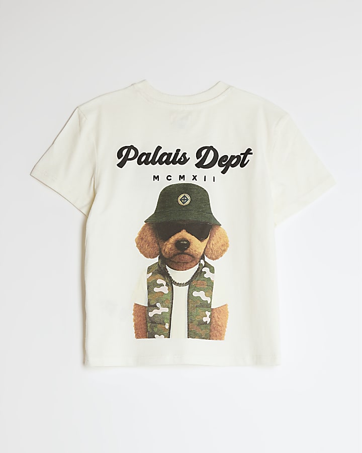 Mini Boys Cream Cool Dog T-Shirt